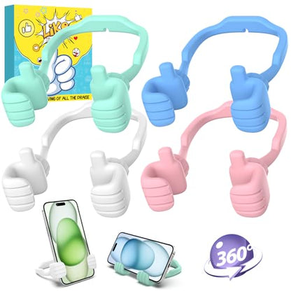 Stocking Stuffers for Men Women Teens Thumbs Up Lazy Phone Stand 4 Pack - color: Macaron Blue/Green/Pink/White, size: 4