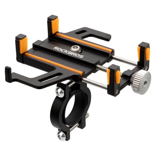 ROCKBROS Aluminum Bike Phone Mount for 4.7-7.1" Phones Handlebar Mount - style: Handlebar Mount(Black Orange)