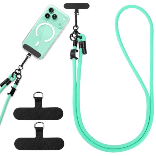 Phone Lanyard, Phone Strap Crossbody with 2 Pack Tether Tab, Adjustable Anti Theft Phone Strap for All Phones (green) - color: Green