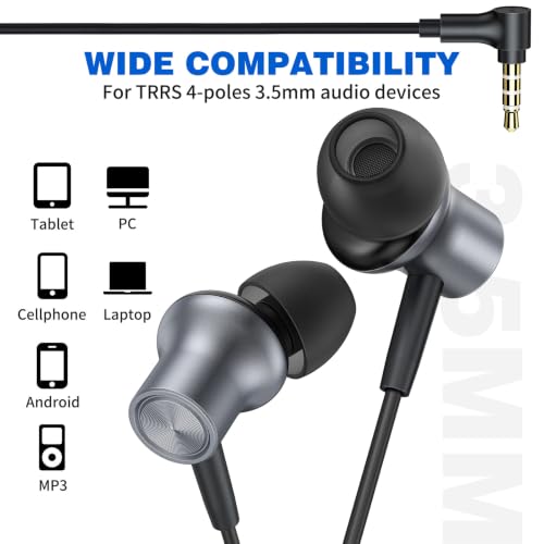 ASKUBSKU Wired Earbuds 3.5mm Headphones for Chromebook Laptop PC, Grey - color: Grey