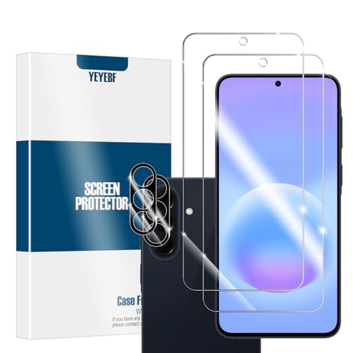 Galaxy A57 / A37 HD Clear Tempered Glass Screen Protector + Camera Lens Protectors, [2+2 Pack] [3D Glass] [Anti-Glare] [Bubble-Free] Screen Protector Glass For Samsung Galaxy A57 / A37 - size: Galaxy A57/A37
