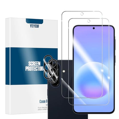 Galaxy A57 / A37 HD Clear Tempered Glass Screen Protector + Camera Lens Protectors, [2+2 Pack] [3D Glass] [Anti-Glare] [Bubble-Free] Screen Protector Glass For Samsung Galaxy A57 / A37 - size: Galaxy A57/A37