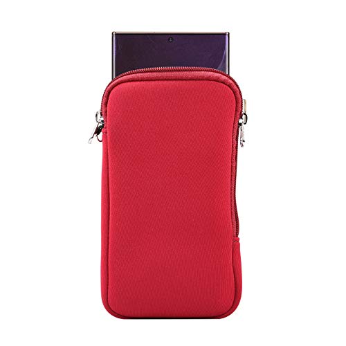 Neoprene Cell Phone Sleeve Zipper Phone Pouch Case for Samsung Galaxy S26 Ultra S25 Ultra S24 Ultra S23 Ultra A17 A16 A26 A36 A56 A15 A25 A35 A55 A14 A13 A07 A06 A05 A04 A03s, iPhone 16 Pro Max (Red) - color: Red