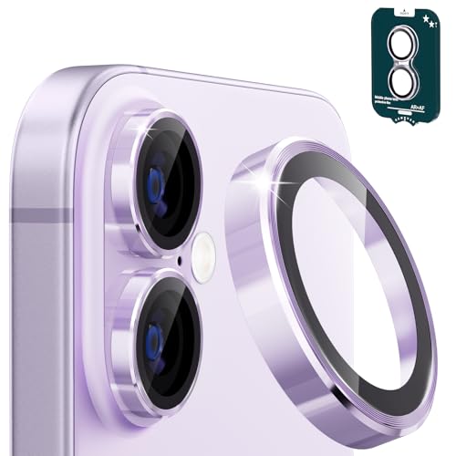 imluckies Camera Lens Protector for iPhone 17 6.3", [AR+AF] HD Clear Tempered Glass Lens Cover, 9H Hardness Scratch Resistant Individual Metal Ring, Case Friendly & Easy Install, Purple - color: Purple