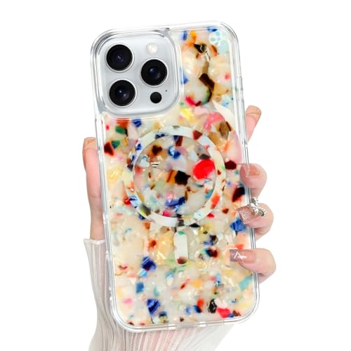Bonoma for iPhone 16 Pro Case Marble Crystal Corner Sparkly Luxury Back | Magnetic Support for MagSafe Shockproof Cover, and High-Duty Protection for Girls Women - color: Marble-Color, size: iPhone 16 Pro