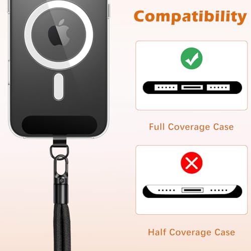 MoKo Phone Wrist Strap Anti-theft, Adjustable Phone Wrist Lanyard - color: Orange & Black