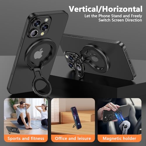 Magnetic Phone Ring Holder for MagSafe, Magnetic Snap Phone Ring Grip - color: Black