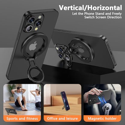 Magnetic Phone Ring Holder for MagSafe, Magnetic Snap Phone Ring Grip - color: Black