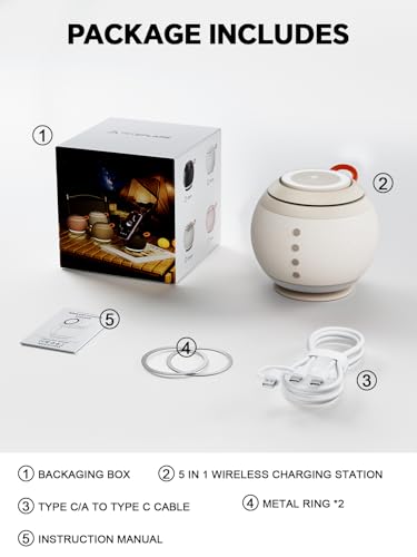 Bluetooth Speaker with Wireless Charging Stand, Brown - color: Brown