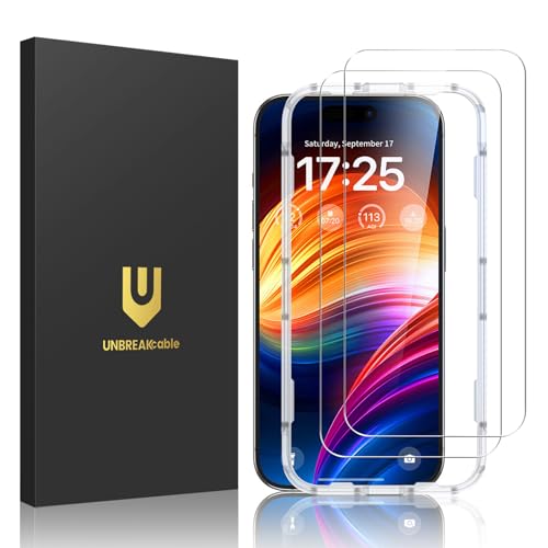 UNBREAKcable 2-Pack Screen Protector for iPhone 15/16 Tempered Glass - size: iPhone 15/16