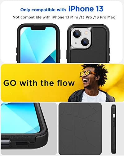 AICase Rugged Case for iPhone 13,Heavy Duty 3-Layer Pocket-Friendly Durable Military Grade Protection Shockproof/Drop Proof Protective Cover for iPhone 13 6.1 inch_1 Black - color: Black