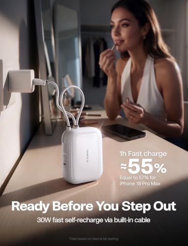 TORRAS Mini Power Bank for iPhone 18 Pro Max, 45W 10000mAh Portable Charger - color: WHITE