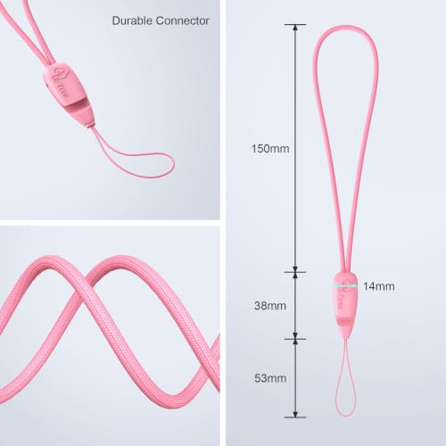 E-Tree 2 Pack Multi-Purpose Wrist Lanyard Hand Strap for Cell Phone Case Camera Airpods Keys Keychain Keys USB Flash Drive - color: Rose Pink and Black