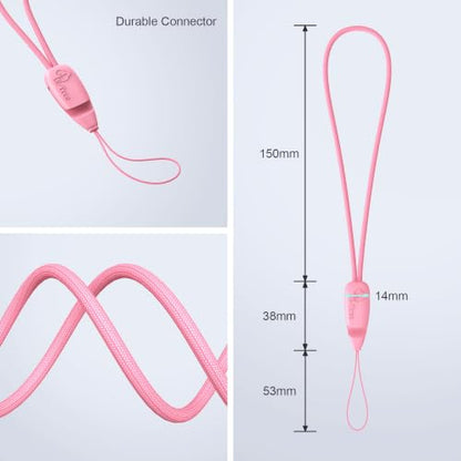 E-Tree 2 Pack Multi-Purpose Wrist Lanyard Hand Strap for Cell Phone Case Camera Airpods Keys Keychain Keys USB Flash Drive - color: Rose Pink and Black