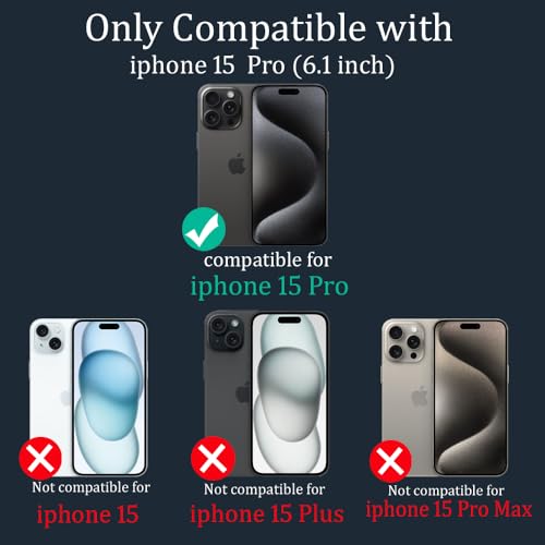 CcacHe Designed for iPhone 15 Pro Case,[Anti-Yellowing] [Military-Grade Protection] Anti-Scratch Transparent Back Slim Shockproof Phone Cover 6.1 Inch (Black) - color: Black