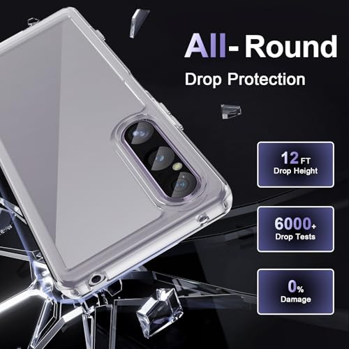 Case for Sony Xperia 1 V, Military Grade Drop Protection Phone Case, Yellowing Resistant, Anti-Scratch Hard PC Back, Shockproof Hard Ultra-Thin Protective Cover, Clear - size: Sony Xperia 1 V