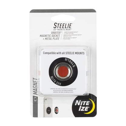 Nite Ize Steelie Orbiter Magnetic Socket and Metal Plate - Car Mobile Phone Holder - Phone Metal Plate - Magnetic Phone Holder - Black - style: Orbiter Socket
