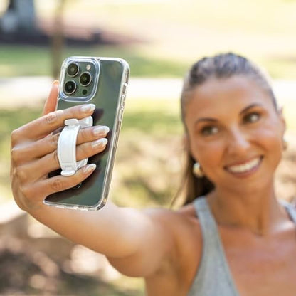 SpiiderGriip 360 Rotating Phone Grip – Flat-Fold Kickstand & Secure Strap – Works with iPhone, Android, Tablets & Cases – Comfortable & Durable (White) - color: White
