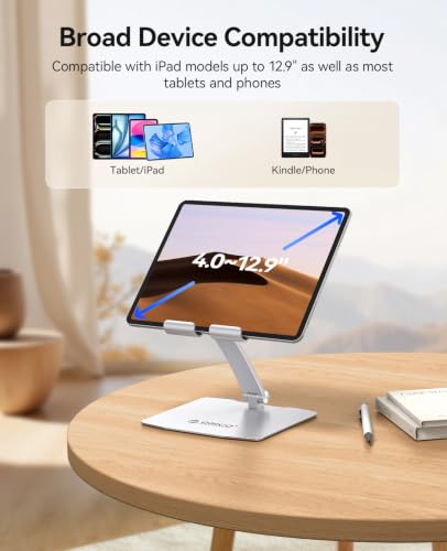 ORICO Sturdy Aluminum Foldable Tablet Stand, Fits iPad 12.9", FB1, Silver - color: Silver