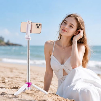 Mini Foldable Selfie Stick Tripod Stand, 360° Rotatable Portable Travel Phone Holder, Universal Smartphone Mount for Self‑Shooting & Live Streaming-White - color: White