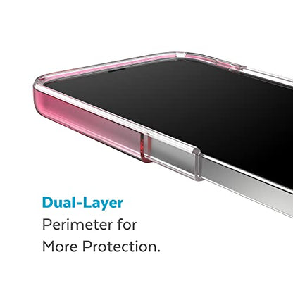 Speck Clear iPhone 14 Plus Case - Drop Protection, Scratch Resistant Dual Layer Slim Phone Case for 6.7" iPhones 14 Plus - Anti-Yellowing & Anti-Fade Case - Ombre Digital Pink Fade/Clear GemShell - color: Digital Pink Fade/Clear