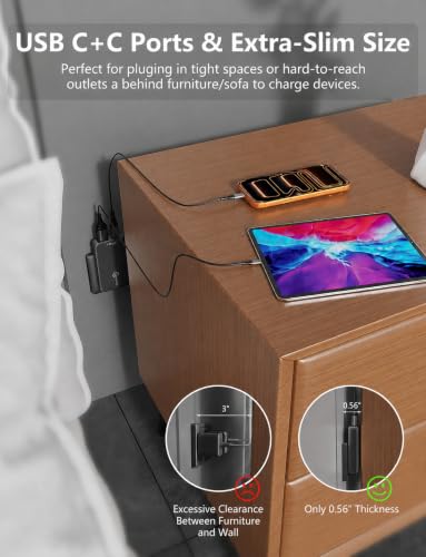 2‑Pack 45W Flat USB‑C Wall Charger, Slim Low‑Profile Dual Port Power Block
