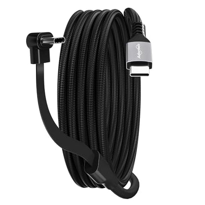 Adoreen USB C to C 2.0 Cable 6.6 FT with Flat 90 Degree Right Angled Port, 60W PD Fast Charging Cord, Slim Thin Braided, 480Mbps 20V/3A for Mobile Gaming, iPhone 17/16 Pro Max, Samsung, MacBook, iPad - size: 6.6FT, style: USB-C to C