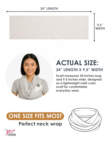Pop Fashion Solid Color Hidden Zipper Pocket Scarf - Fashion Scarf for Women - All Seasons - color: Heather Grey