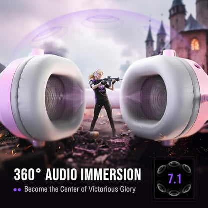 FIFINE AmpliGame H13P Wired RGB Gaming Headset for PC, Mac, PS4, PS5 - color: Pink