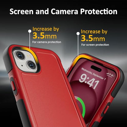 Follaroma Magnetic for iPhone 15 Case, Heavy Duty Phone Cases, Red, 6.1" | Compatible with MagSafe, Heavy Duty Shockproof,Military-Grade Anti-Drop Protective,Dual Layer Magnetic Protection Phone Cover - color: Red, size: iPhone 15 6.1''