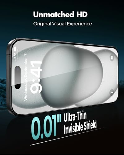 UNBREAKcable 3-Pack Screen Protector for iPhone 15 Plus,Tempered Glass | Shatterproof Glass,One Pull Perfection,Auto Dust Elimination,99.99% HD Clear,Bubble Free,Full Coverage for Apple 6.7 Inch - size: iPhone 15 Plus