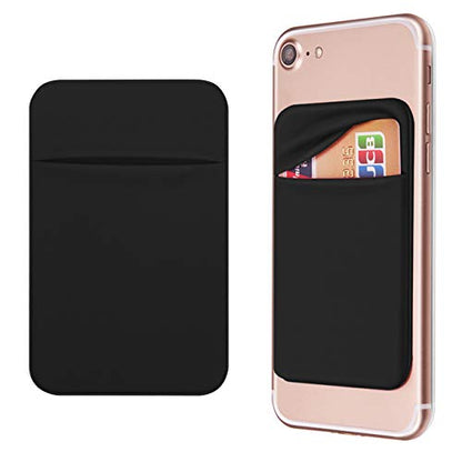 OBVIS Cell Phone Card Holder Stick On Wallet Sleeve, Black, 2 Pack - color: Black