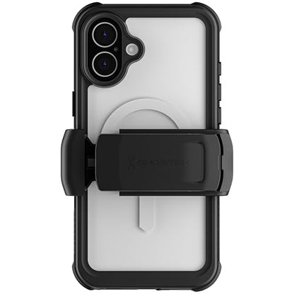 Ghostek Nautical Waterproof Apple iPhone 16 Plus Case with Holster Belt Clip - Screen and Camera Protector, MagSafe Compatible, Rugged Heavy Duty Cover (6.7 Inch, Clear) - color: Clear, size: iPhone 16 Plus