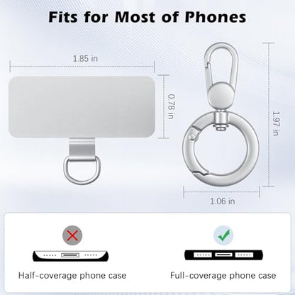 MoKo Heavy Duty Phone Tether Tab ×2, 360° Rotatable Spring O Ring ×2 - color: Silver