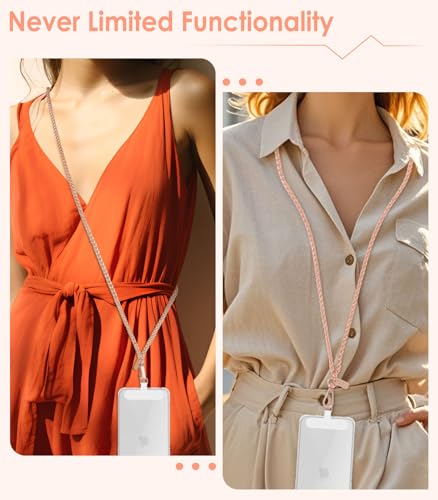 MoKo Universal Phone Lanyard, Metal Cell Phone Chain Crossbody Strap Anti-Theft Detachable Women Cellphone Lanyards Around The Neck with Patches for iPhone, Most Smartphones, Pale Rose Gold - color: Pale Rose Gold