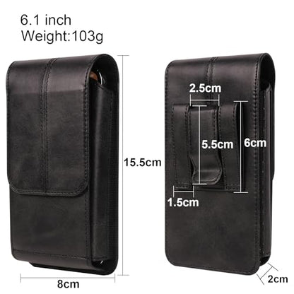 Cell Phone Belt Clip Bag Leather Black, Mobile Phone Waist Pouch Leather - color: Black, size: 6.3 INCH