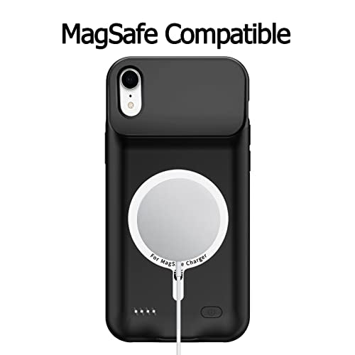 Battery Wireless Charging Case for iPhone XR, 10000mAh High Capacity Portable Rechargeable Protective Case Wireless Charging Compatible with iPhone XR (6.1 inch) Extended Battery Charger Cover (Black) - size: iPhone XR