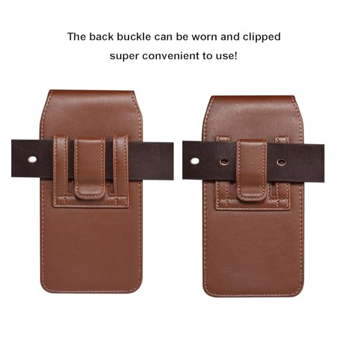 Cell Phone Pouch Pu Leather Holster Belt Clip Holder for Samsung Galaxy S26 Ultra S25 Ultra A05 A06 A14 A07 A16 A36 Moto G 5G 2025 Moto G Power 2025 Google Pixel 10 Pro XL (Brown, XL) - color: Brown, size: XL