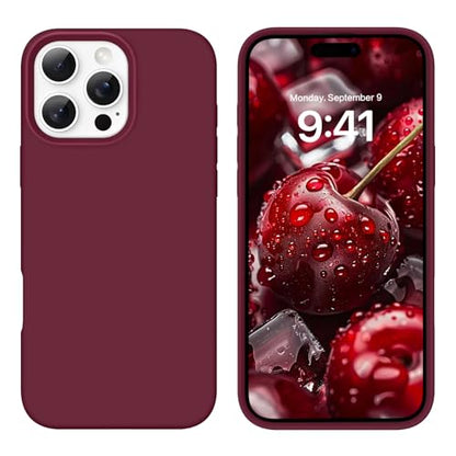 GUAGUA Compatible with iPhone 16 Pro Case 6.3 Inch Liquid Silicone Soft Gel Rubber Slim Thin Microfiber Lining Cushion Texture Cover Shockproof Protective Phone Case for iPhone 16 Pro, Wine Red - color: Wine Red, size: iPhone 16 Pro