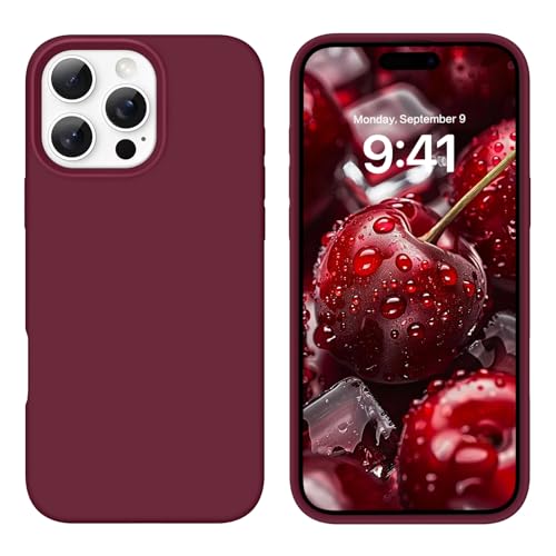 GUAGUA Compatible with iPhone 16 Pro Case 6.3 Inch Liquid Silicone Soft Gel Rubber Slim Thin Microfiber Lining Cushion Texture Cover Shockproof Protective Phone Case for iPhone 16 Pro, Wine Red - color: Wine Red, size: iPhone 16 Pro
