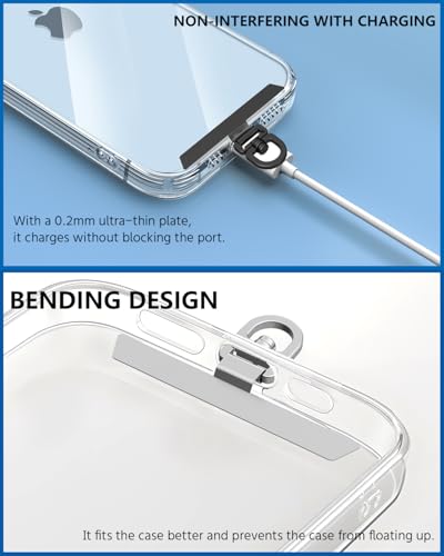 2 Pack Stainless Steel Phone Tether Tabs - Metal Lanyard Patches for phone cases, Phone Lanyard Tab - color: Gold
