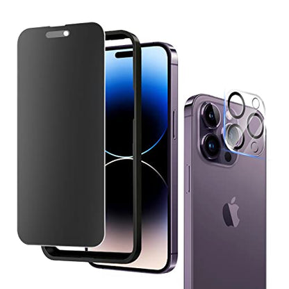 for iPhone 14 Pro Max 6.7" Matte Privacy Screen Protector with Camera Lens Protector full coverage Anti-glare anti-spy Tempered Glass Film anti-fingerprint no black border Easy Installation - size: iPhone 14 Pro Max 6.7 inch