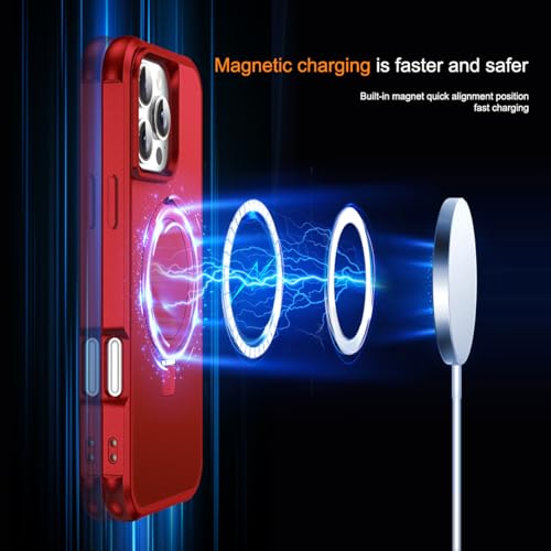 SKYLMW Compatible with iPhone 16 Pro Case with Stand,Red | iPhone 16 Pro Phone Case 6.3",Magnetic Ring Stand,Compatible with MagSafe,Military-Grade Protection,Great Grip Feeling - color: Red, size: Iphone 16 Pro