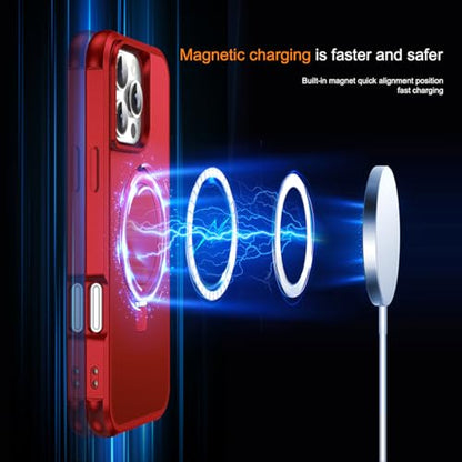 SKYLMW Compatible with iPhone 16 Pro Case with Stand,Red | iPhone 16 Pro Phone Case 6.3",Magnetic Ring Stand,Compatible with MagSafe,Military-Grade Protection,Great Grip Feeling - color: Red, size: Iphone 16 Pro