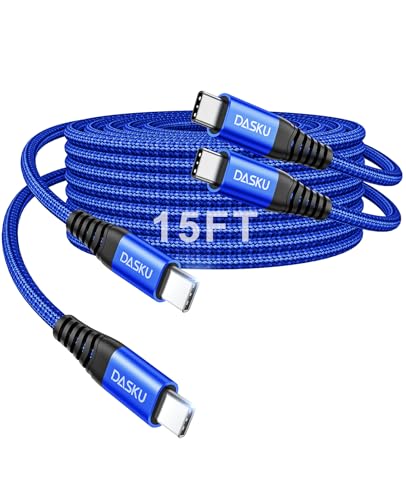 USB C to C Cable 100W [2Pack 15FT], Extra Long USB C Cable Fast Charging - color: Blue, size: 15FT 2Pack, style: 100W USB C to USB C