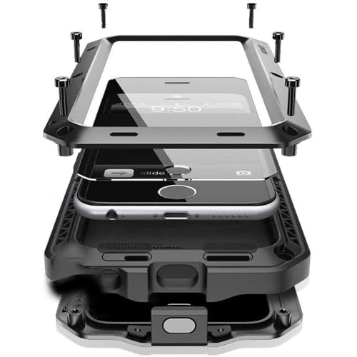 for iPhone 16 Metal Case 6.1",Heavy Duty Shockproof Aluminum Alloy Tough Armour Military Grade Phone Case,360 Full Body Protective Cover with Silicone Built-in Screen Protector - Black - color: Black
