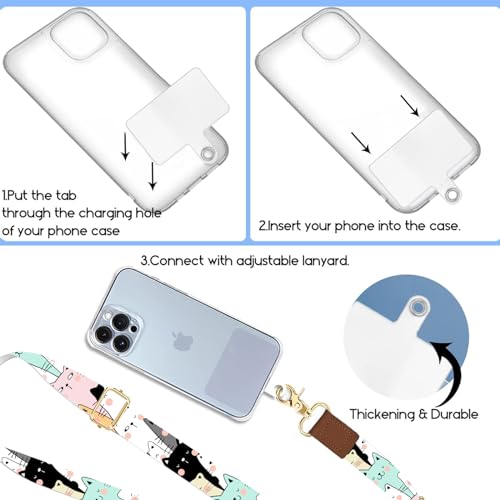 Phone Lanyard Wrist Strap Crossbody Adjustable, Cell Phone Lanyard for Around The Neck Shoulder Wristlet Strap - color: Pastel Cartoon Cats