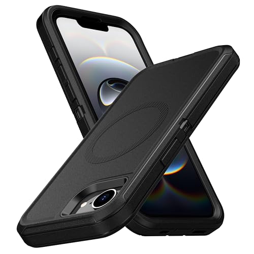 MXX for iPhone 16e & iPhone 17e Case, Heavy Duty [Compatible with MagSafe] 3-Layer Rugged Protective Cover, Shockproof Dustproof Drop Resistant Full Body Phone Case – Black - color: Black