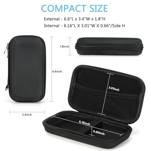 Black Small Hard Shell Zipper Case, Portable EVA Travel Storage Pouch | Universal Protective Bag for Power Bank, External Hard Drive, Charger, Cell Phone, USB Cable - color: Black