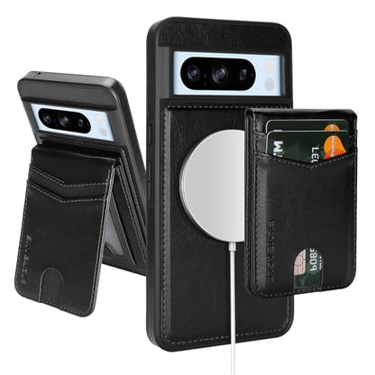 SkyEagle Compatible Magsafe 2 in 1 Detachable Google Pixel 8 Pro Wallet Case with Card Holder Women Men,Magnetic PU Leather RFID Blocking Flip Kickstand Credit Slots,for Pixel 8 Pro 6.7",Black - color: Black, size: Google Pixel 8 Pro 6.7"